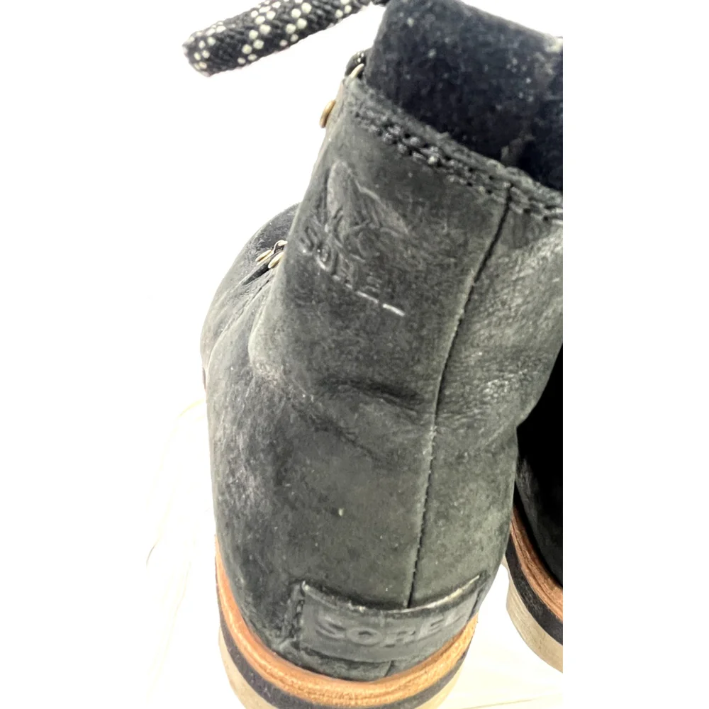 Sorel Boots Ankle Lug Boots Hiking Black Size 8 Suede Sneakchic Water Proof - Picture 9 of 14